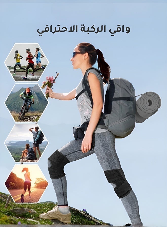 دعامة الركبة الطبية مع نوابض فولاذية ومثبتات - دعم ضاغط قابل للتعديل للرجال والنساء | للإصابات الرياضية والآلام والتهاب المفاصل وإعادة التأهيل - Image 5